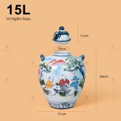 Vò Ngâm Rượu Họa Tiết Tiên Ông Đánh Cờ Vẽ Màu