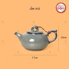 Bộ Ấm Chén Men Hỏa Biến Xanh Rêu Quả Hồng