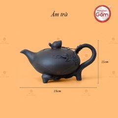 Bộ Ấm Trà Tử Sa Ba Chân Đắp Hoa