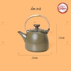 Bộ Ấm Chén Siêu Men Hỏa Biến Xanh Ngọc Lòng Hoa