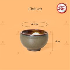 Bộ Ấm Chén Men Hỏa Biến Xanh Rêu Quả Hồng