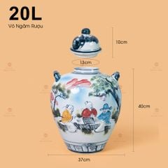 Vò Ngâm Rượu Họa Tiết Tiên Ông Đánh Cờ Vẽ Màu