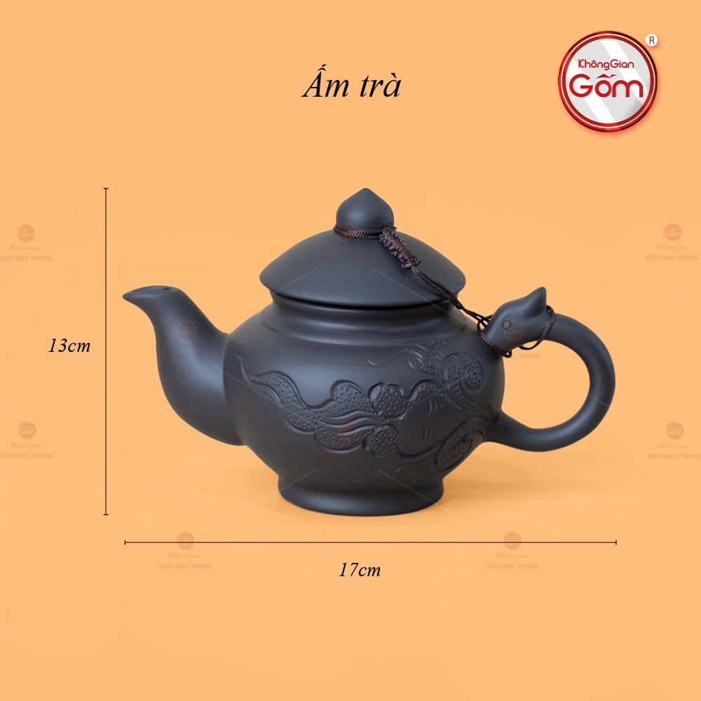 Bộ Ấm Trà Tử Sa Quai Rồng Tách Lót