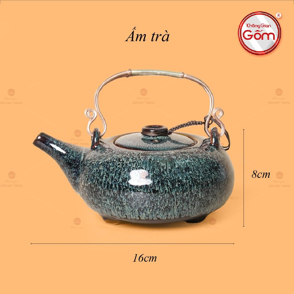 Bộ Ấm Chén Giang Tây Men Hỏa Biến Ghi Lòng Hoa