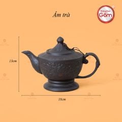 Bộ Ấm Trà Tử Sa Dáng Đèn Khắc Nổi