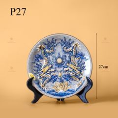Mâm Bồng Men Rạn Nổi Họa Tiết Song Long