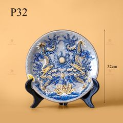 Mâm Bồng Men Rạn Nổi Họa Tiết Song Long