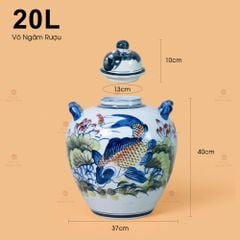 Vò Ngâm Rượu Họa Tiết Sen Cá Vẽ Màu