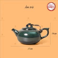 Bộ Ấm Chén Men Hỏa Biến Xanh Ngọc Quả Hồng