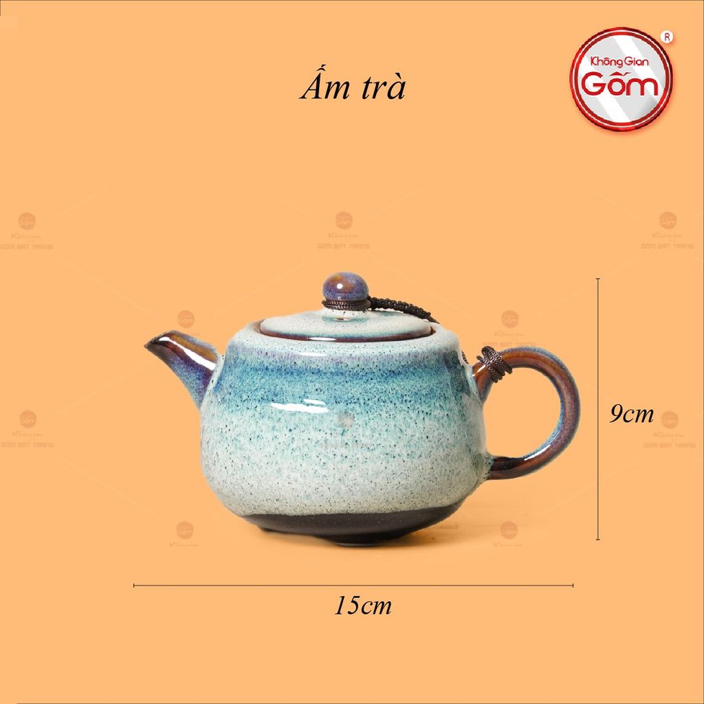 Bộ Ấm Chén Men Hỏa Biến Phấn Hồng