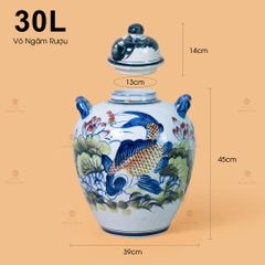 Vò Ngâm Rượu Họa Tiết Sen Cá Vẽ Màu