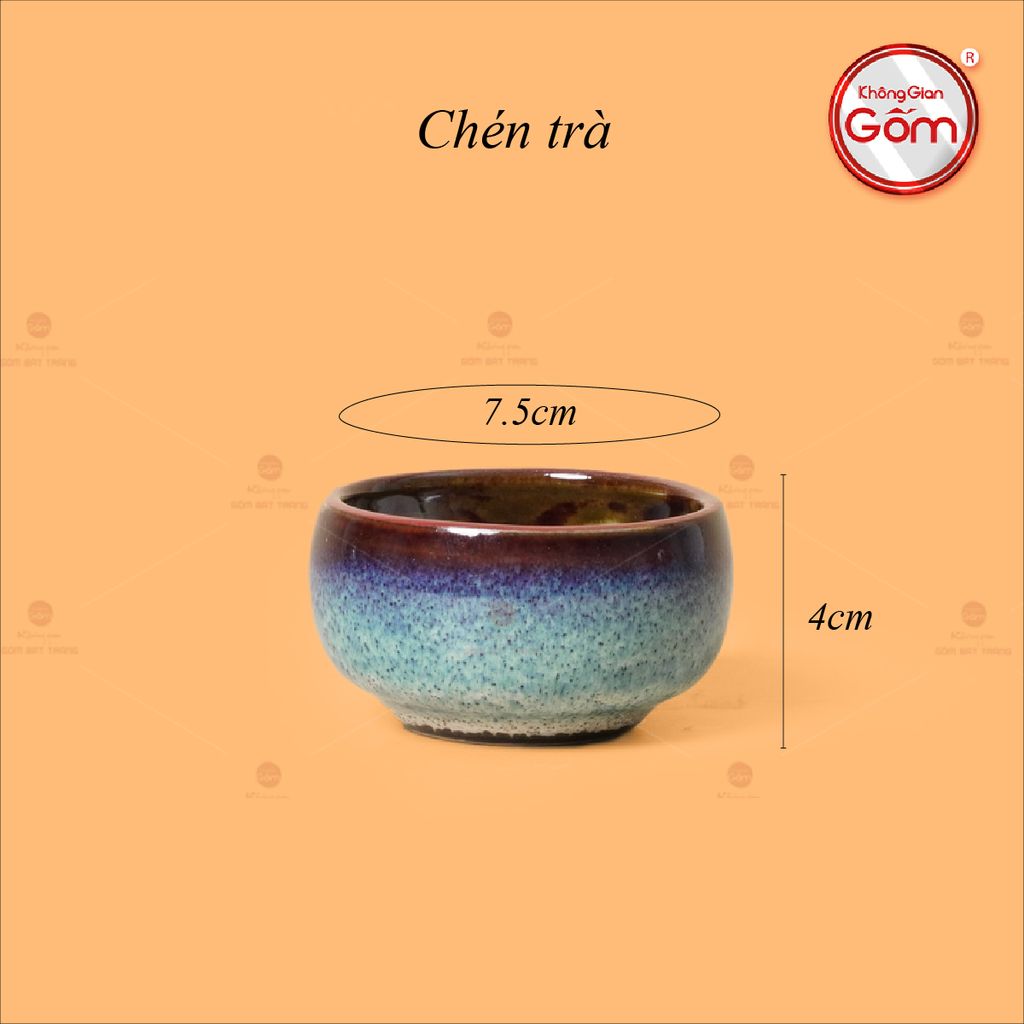 Bộ Ấm Chén Men Hỏa Biến Phấn Hồng