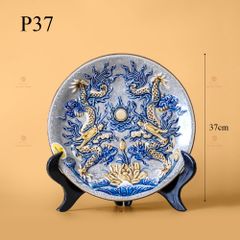 Mâm Bồng Men Rạn Nổi Họa Tiết Song Long