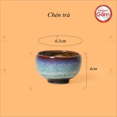 Bộ Ấm Chén Men Hỏa Biến Trắng Xanh Quả Hồng