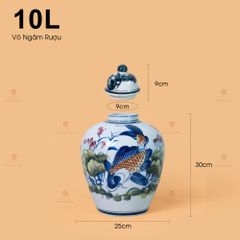 Vò Ngâm Rượu Họa Tiết Sen Cá Vẽ Màu