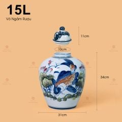 Vò Ngâm Rượu Họa Tiết Sen Cá Vẽ Màu