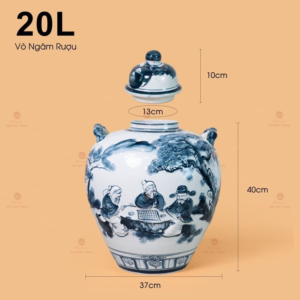 Vò Ngâm Rượu Họa Tiết Tiên Ông Đánh Cờ