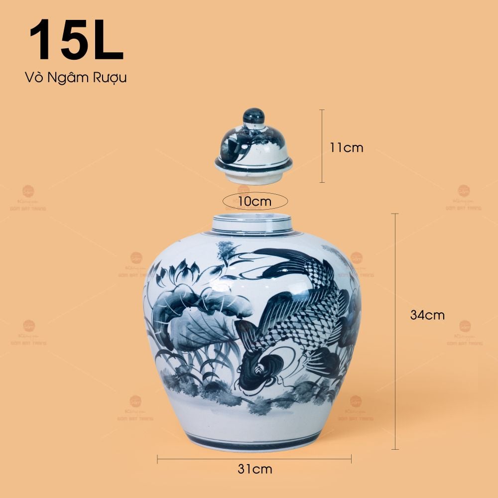 Vò Ngâm Rượu Họa Tiết Sen Cá