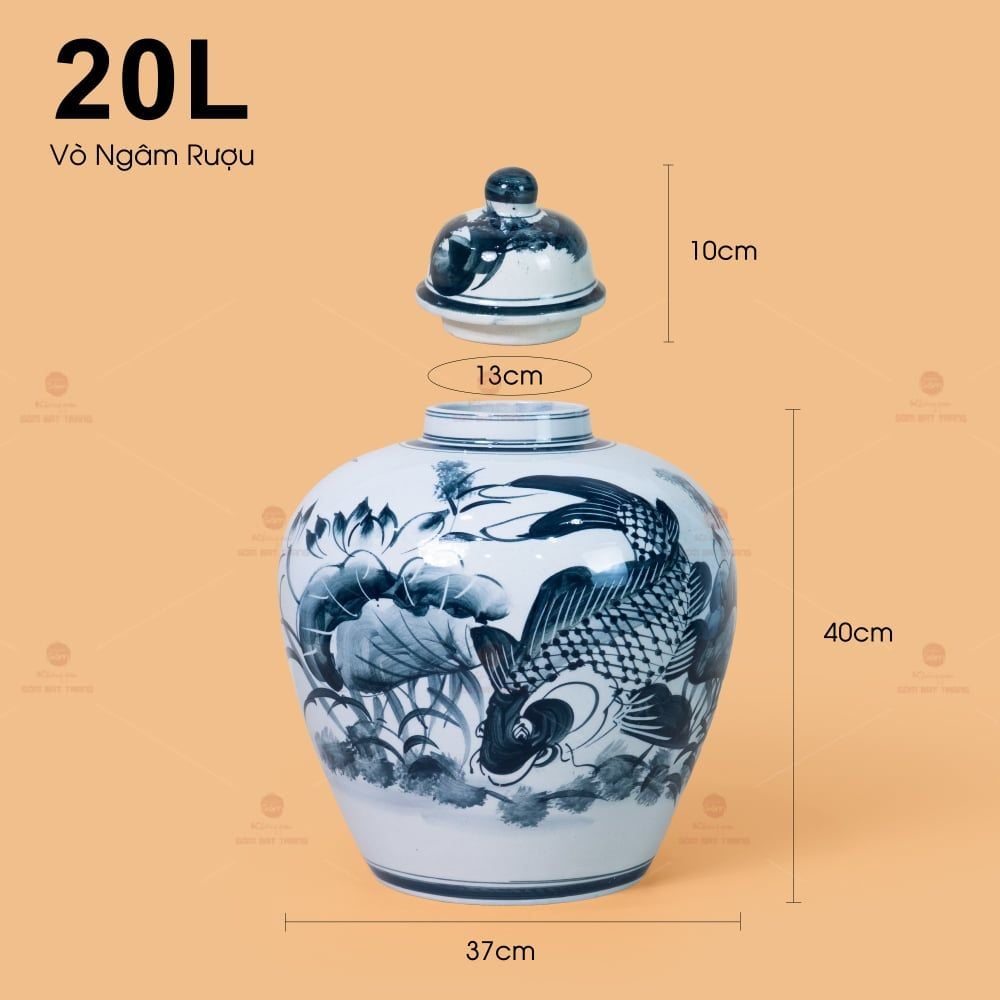 Vò Ngâm Rượu Họa Tiết Sen Cá