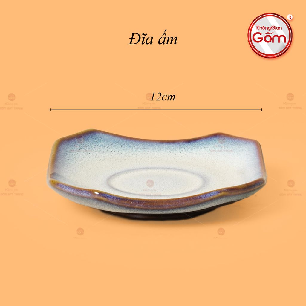 Bộ Ấm Chén Men Hỏa Biến Trắng Xanh Quả Hồng