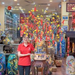 Bình Hoa Dáng Chuông Vẽ Tay Họa Tiết Quê Hương