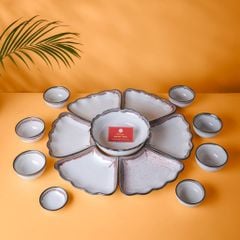 Bộ Bát Đĩa Hoa Mặt Trời Men Ngọc Trai