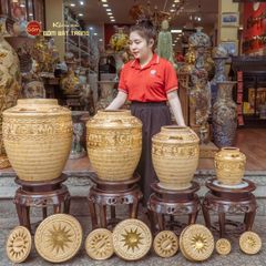 Chum Trống Đồng Kim Sa Chạm Nổi Dát Vàng