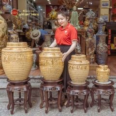 Chum Trống Đồng Kim Sa Chạm Nổi Dát Vàng