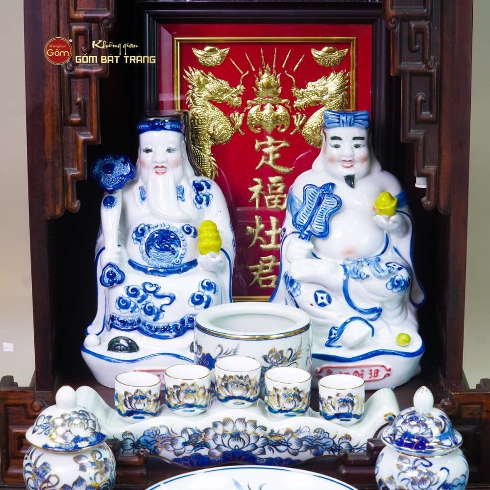 Tượng Thần Tài Thổ Địa Men Lam