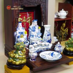 Tượng Thần Tài Thổ Địa Men Lam