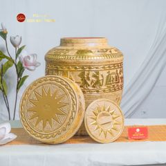 Chum Trống Đồng Kim Sa Chạm Nổi Dát Vàng