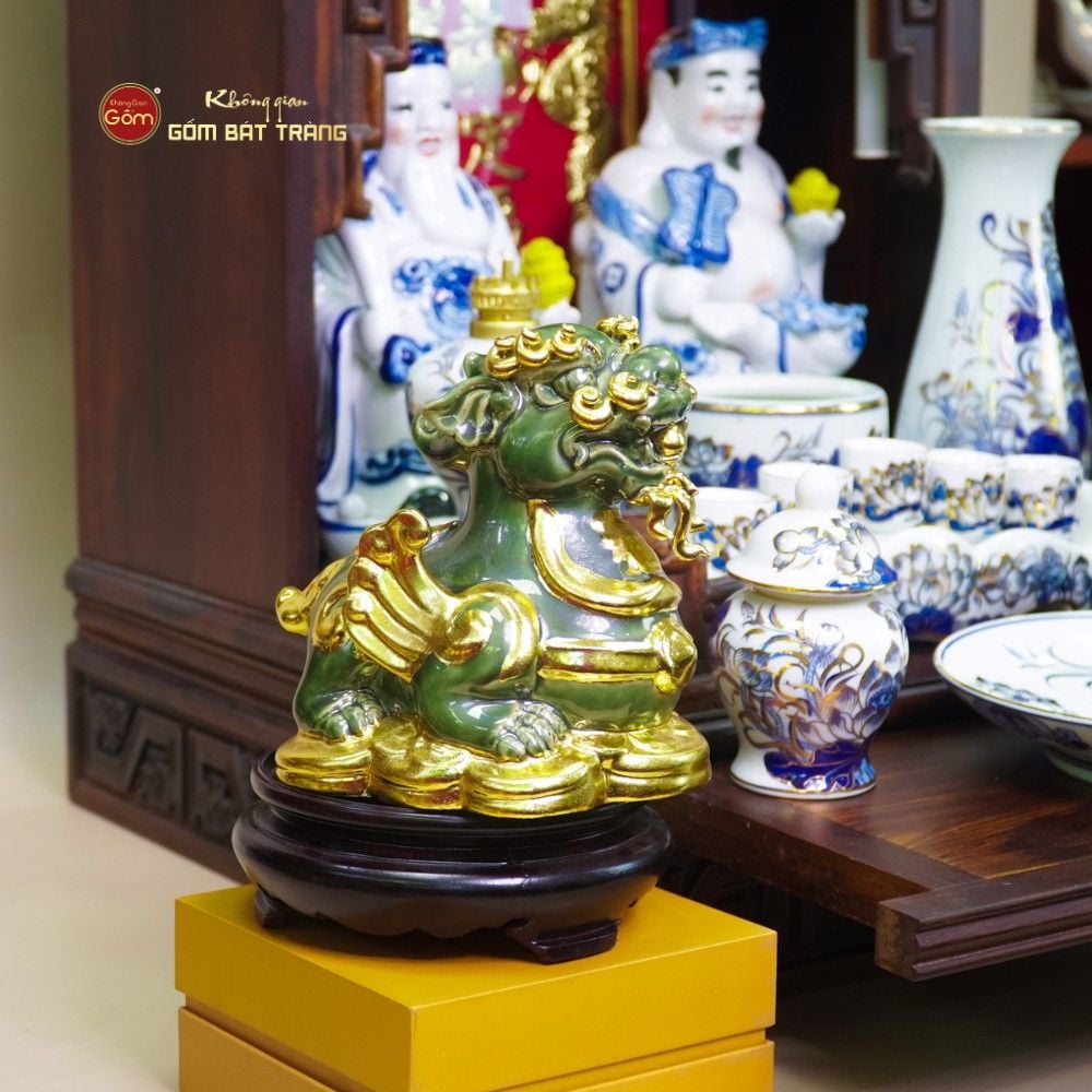 Tỳ Hưu Gốm Sứ Phong Thủy Dát Vàng