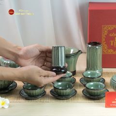 Bộ Ấm Chén Tròn Múi Xanh Ngọc