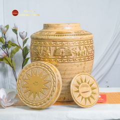 Chum Trống Đồng Kim Sa Chạm Nổi Dát Vàng