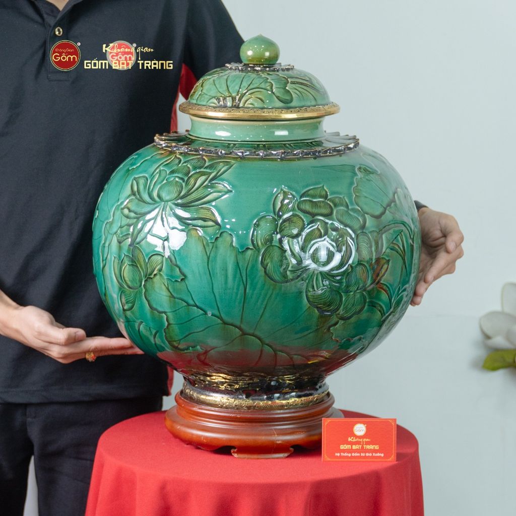 Chum Ngâm Rượu Bọc Đồng Họa Tiết Hoa Sen
