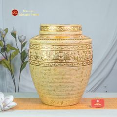 Chum Trống Đồng Kim Sa Chạm Nổi Dát Vàng