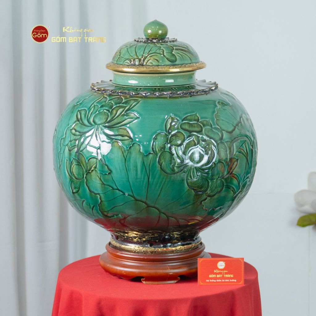 Chum Ngâm Rượu Bọc Đồng Họa Tiết Hoa Sen