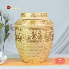 Chum Trống Đồng Kim Sa Chạm Nổi Dát Vàng