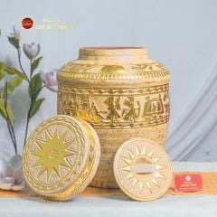 Chum Trống Đồng Kim Sa Chạm Nổi Dát Vàng