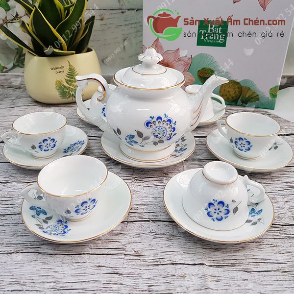 Bộ Ấm Trà Đài Cát Hoa Xanh