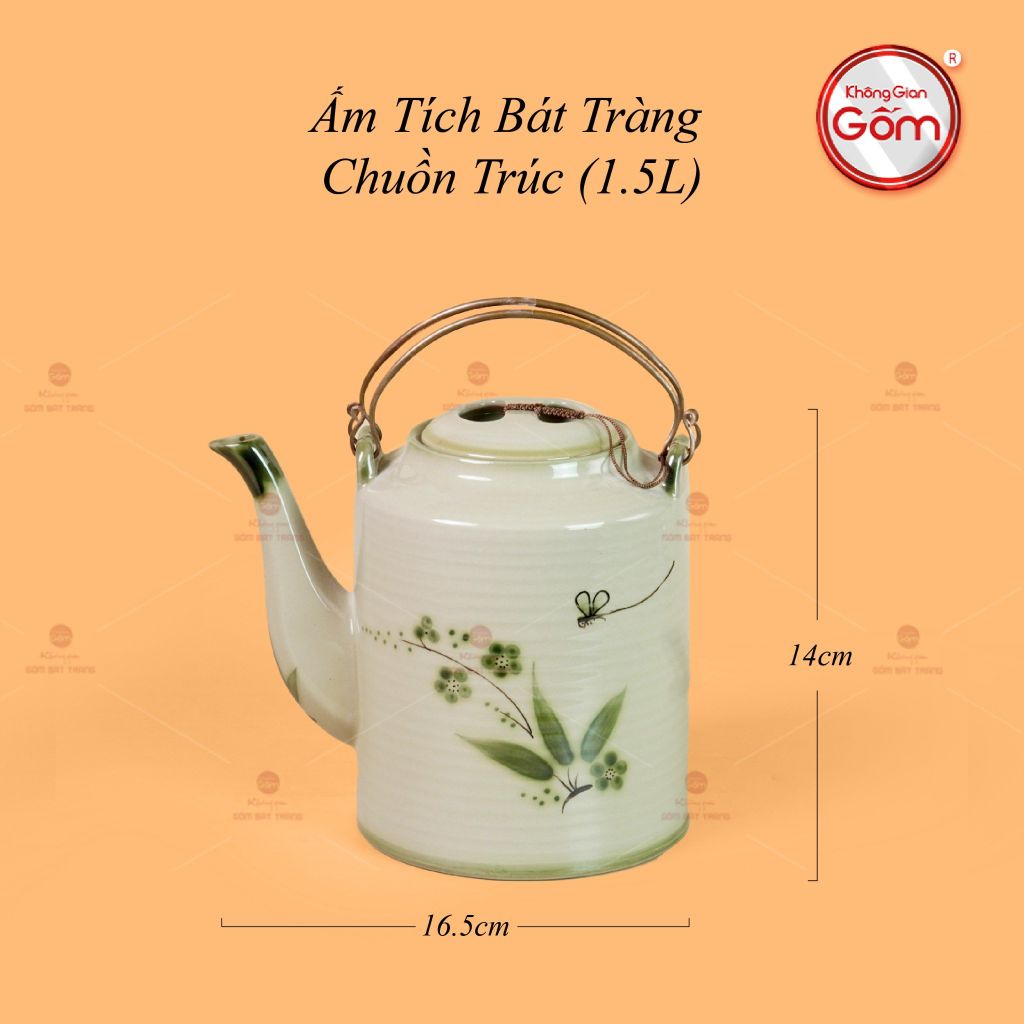 Ấm Tích Bát Tràng Vẽ Chuồn Trúc