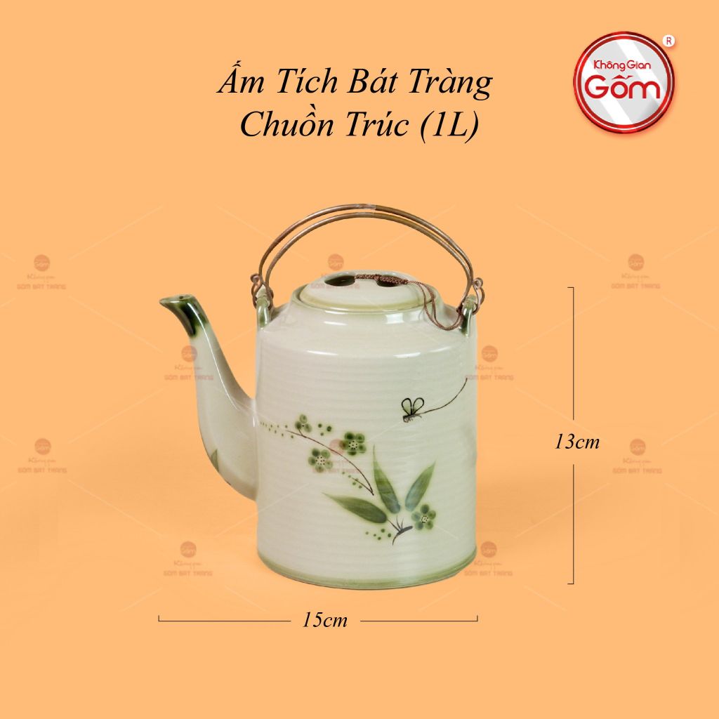 Ấm Tích Bát Tràng Vẽ Chuồn Trúc