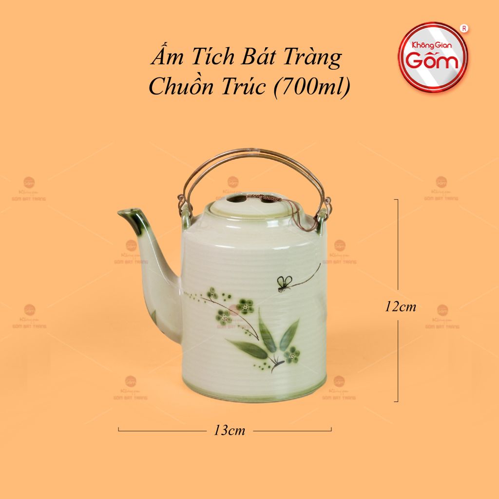 Ấm Tích Bát Tràng Vẽ Chuồn Trúc