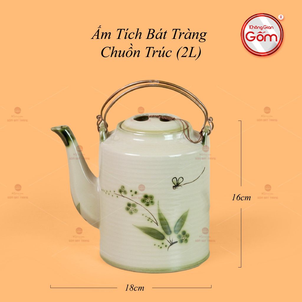 Ấm Tích Bát Tràng Vẽ Chuồn Trúc
