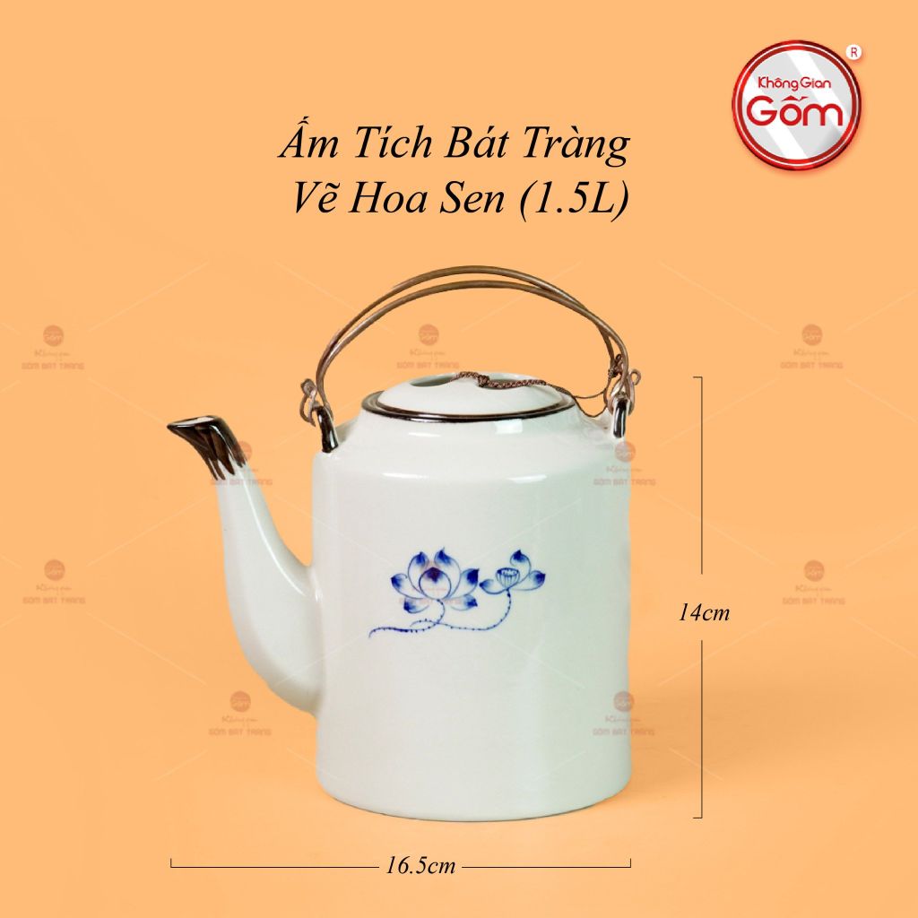 Ấm Tích Bát Tràng Vẽ Hoa Sen