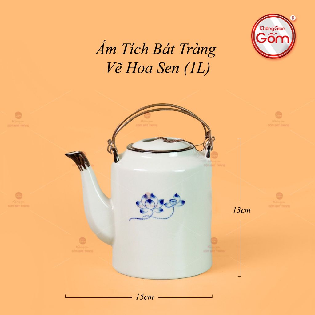 Ấm Tích Bát Tràng Vẽ Hoa Sen