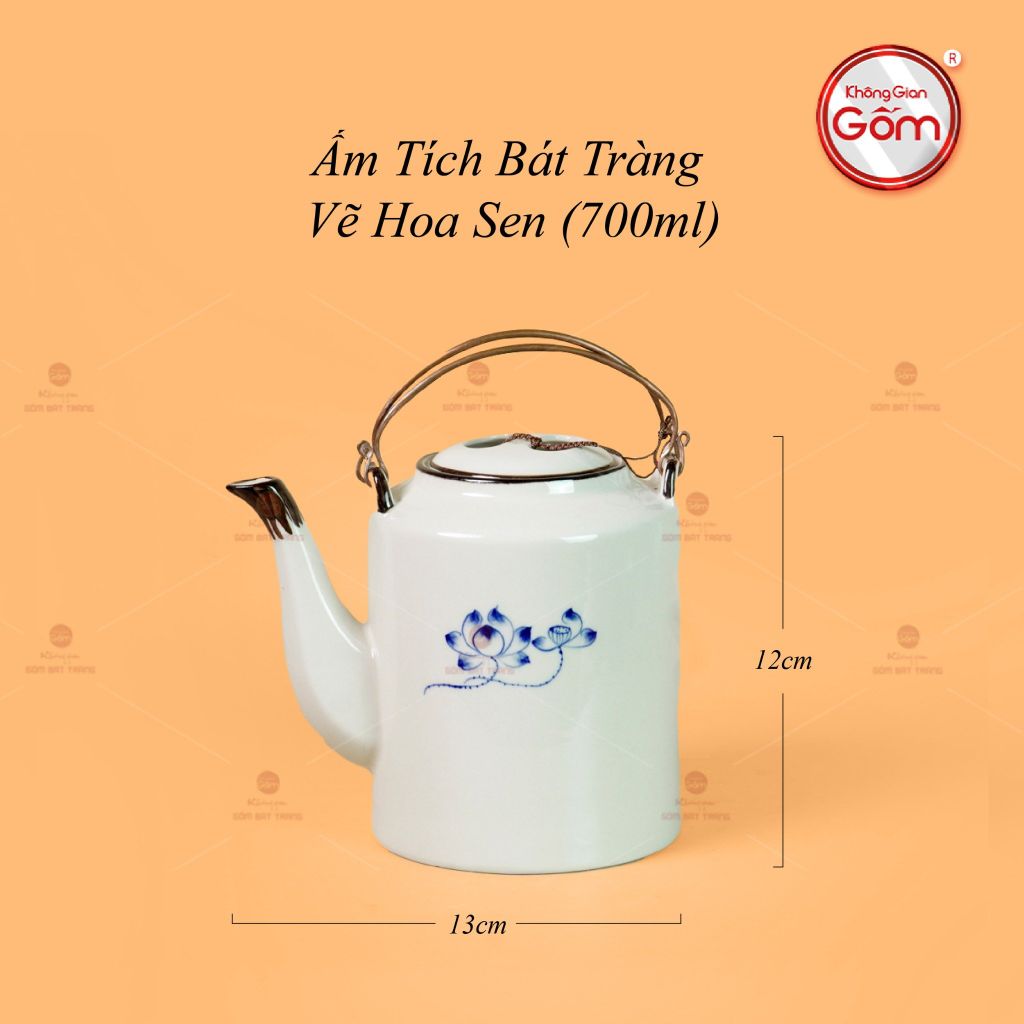 Ấm Tích Bát Tràng Vẽ Hoa Sen