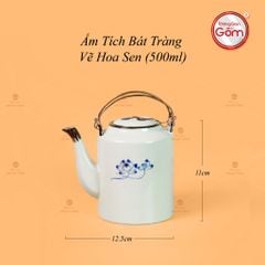 Ấm Tích Bát Tràng Vẽ Hoa Sen
