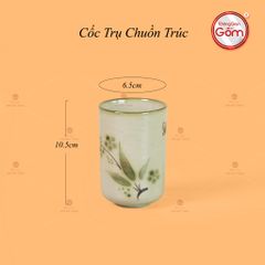 Cốc Uống Trà Dáng Trụ Họa Tiết Chuồn Trúc