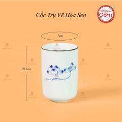 Cốc Uống Trà Dáng Trụ Họa Tiết Hoa Sen